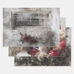 Nostalgic Christmas Scenery Santa  Wrapping Paper Sheets