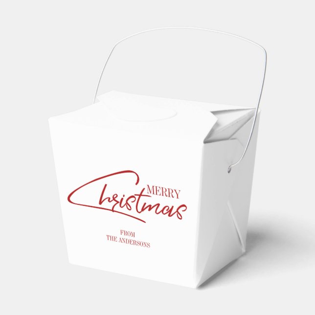 Nostalgic Christmas Script Holiday Favor Box (Front Side)