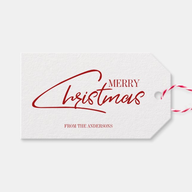 Nostalgic Christmas Script Holiday Gift Tag (Front (Horizontal))