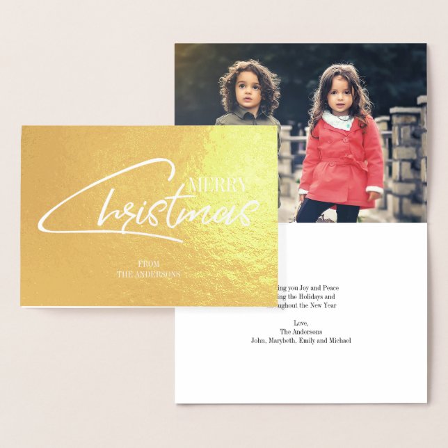 Nostalgic Christmas Script Holiday Gold Foil Card (Display)