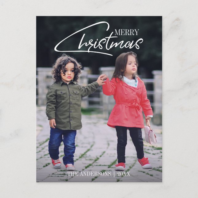 Nostalgic Christmas Script Holiday Photo Postcard (Front)