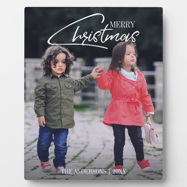 Nostalgic Christmas Script Holiday Tabletop Plaque (Front)