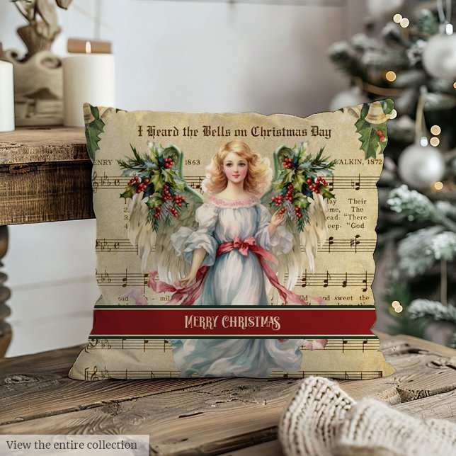 Nostalgic Christmas Throw Pillow Custom Name Accen (Nostalgic Christmas Throw Pillow Custom Name Accent)