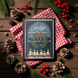 Nostalgic Christmas Vintage Holly Wreath Candles Jigsaw Puzzle