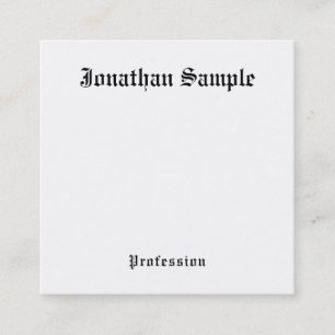 Nostalgic Classic Look Old Style Text Minimalist Square Business Card