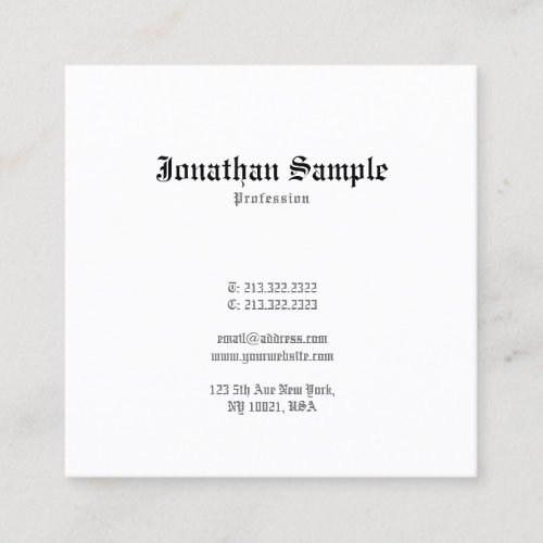 Nostalgic Classic Simple Chic Design Old English Square Business Card