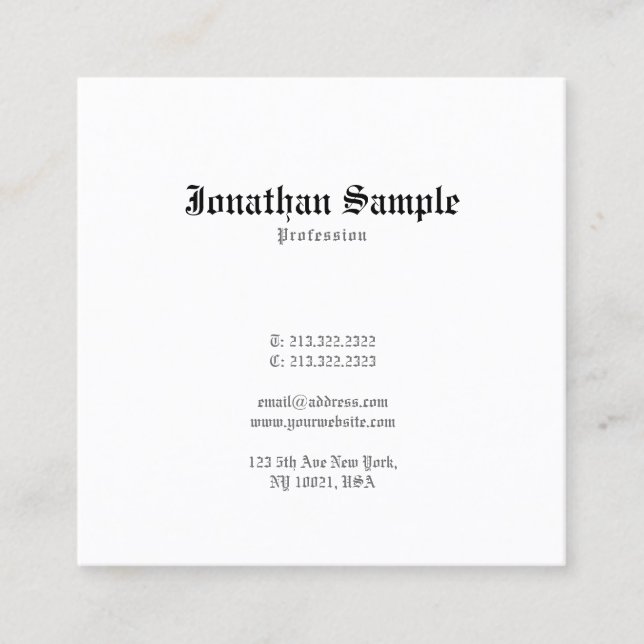 Nostalgic Classic Simple Chic Design Old English Square Business Card (Front)