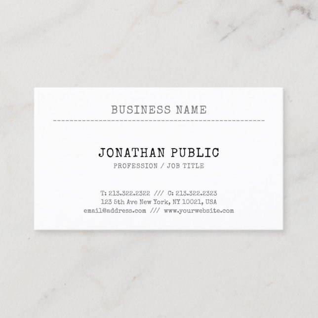 Nostalgic Classic Vintage Look Sophisticated Plain Business Card (Front)