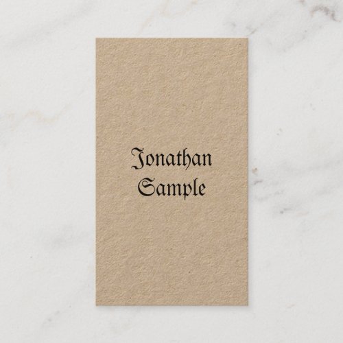 Nostalgic Classic Vintage Real Kraft Vertical Luxe Business Card
