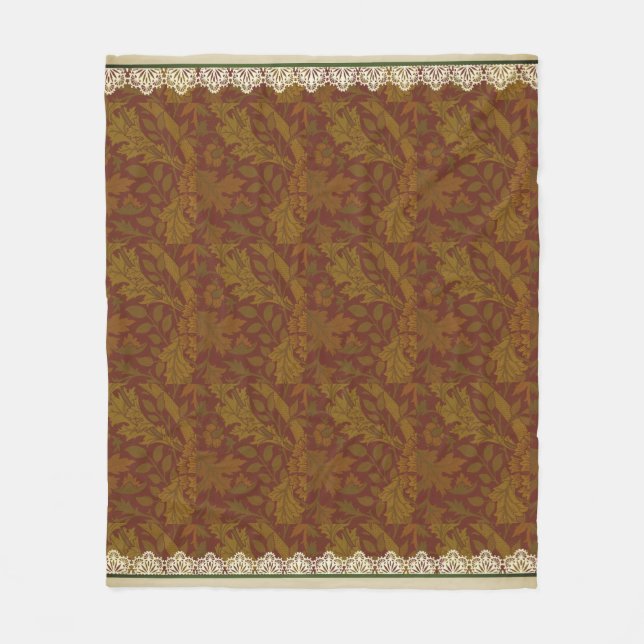 Nostalgic Classic William Morris Gold Holiday  Fleece Blanket (Front)