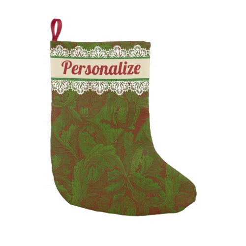 Nostalgic Classic William Morris Green Holiday  Small Christmas Stocking