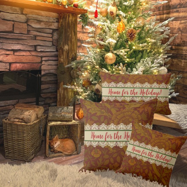 Nostalgic Classic William Morris Pattern Holiday  Lumbar Pillow (How cute for your country home! Makes a great gift also. 3 sizes available.)