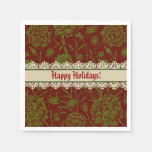Nostalgic Classic William Morris Red Holiday  Napkins