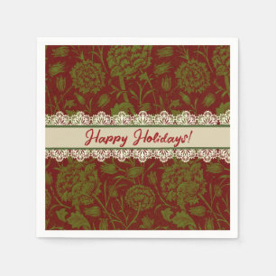 Nostalgic Classic William Morris Red Holiday  Napkins