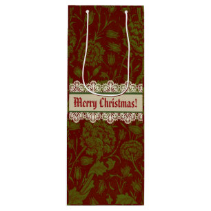 Nostalgic Classic William Morris Red Holiday Wine Gift Bag