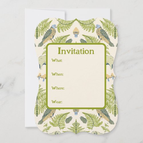 Nostalgic Countryside in Fresh Greens and Yellow  Invitation