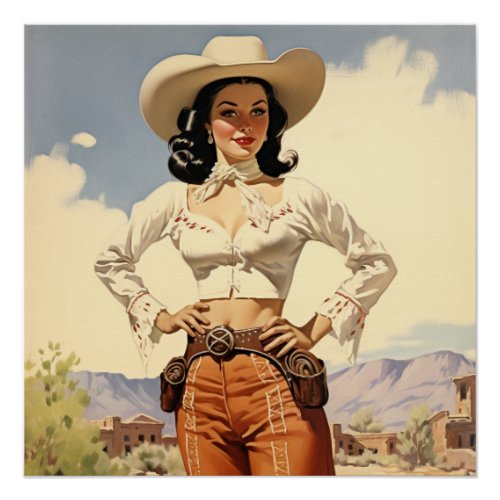 Nostalgic Cowgirl Adornments Wild West Whispers Poster