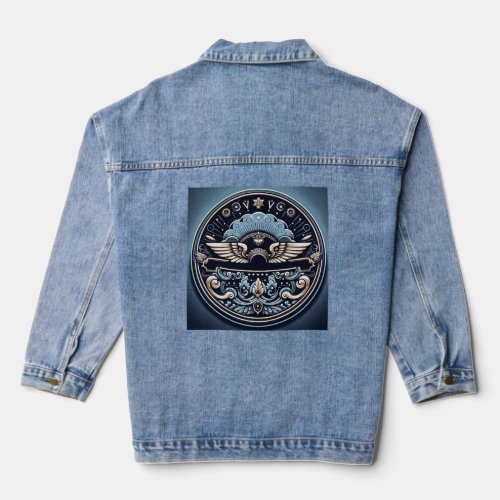 Nostalgic Elegance Retro Vintage Label Design Denim Jacket
