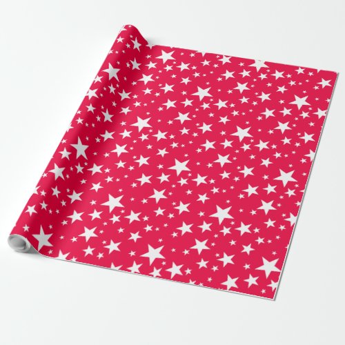 Nostalgic Elegant Christmas Red Template Stars Wrapping Paper