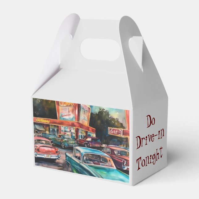 Nostalgic Era Drive-in Graphic Print Favor Boxes (Front Side)