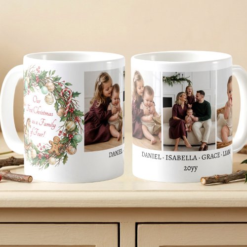 Nostalgic Family of Four First Christmas Photo Coffee Mug