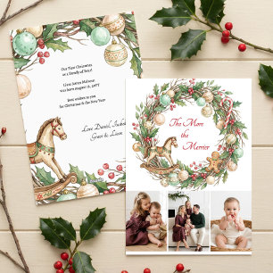 Nostalgic Family of Four First Christmas Photo Holiday Card
