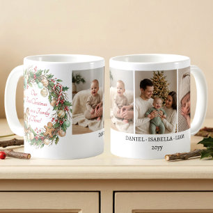 Nostalgic Family of Three First Christmas Photo Coffee Mug