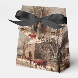 Nostalgic Farm Landscape in Winter Favor Box