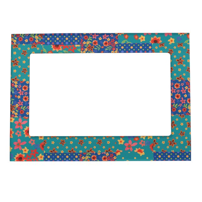 Nostalgic Faux Patchwork Pattern Magnetic Frame (Front)
