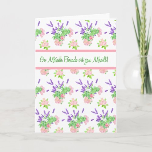 Nostalgic Floral Irish Gaelic Greeting Get Well Card