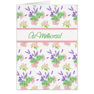 Nostalgic Floral Portuguese Greeting Get Well