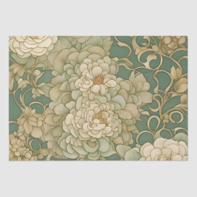 Nostalgic Florals in Vintage Hues Tissue Paper (Front)