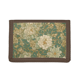 Nostalgic Florals in Vintage Hues Trifold Wallet