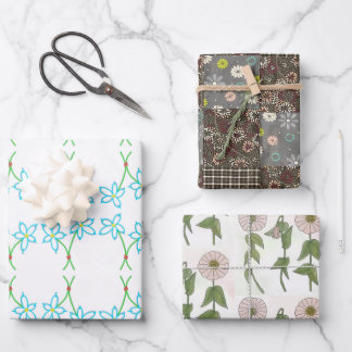 Nostalgic flowers wrapping paper sheets