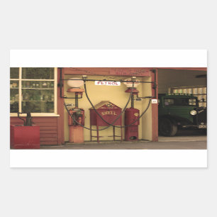 Nostalgic Gas Station Rectangular Sticker
