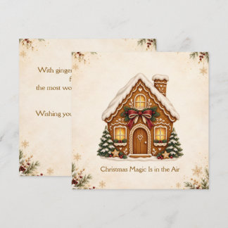Nostalgic Gingerbread House with Red Christmas Bow Invitation