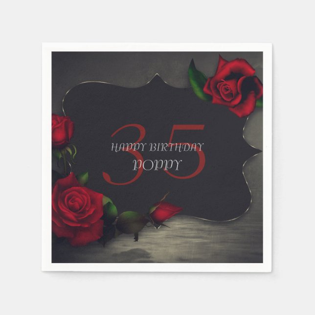 Nostalgic Gothic Love Birthday Napkins (Front)