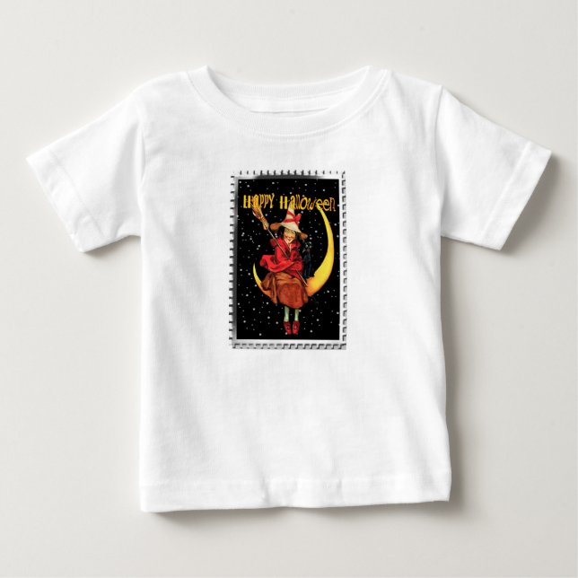 Nostalgic Halloween Good Witch and her Cat Baby T-Shirt (Front)