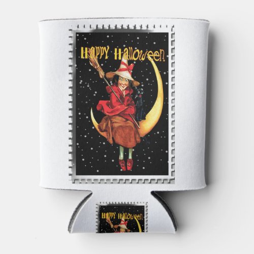 Nostalgic Halloween Good Witch and her Cat Can Cooler