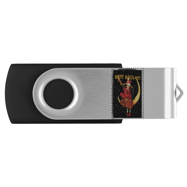 Nostalgic Halloween Good Witch and her Cat Flash Drive (Front)