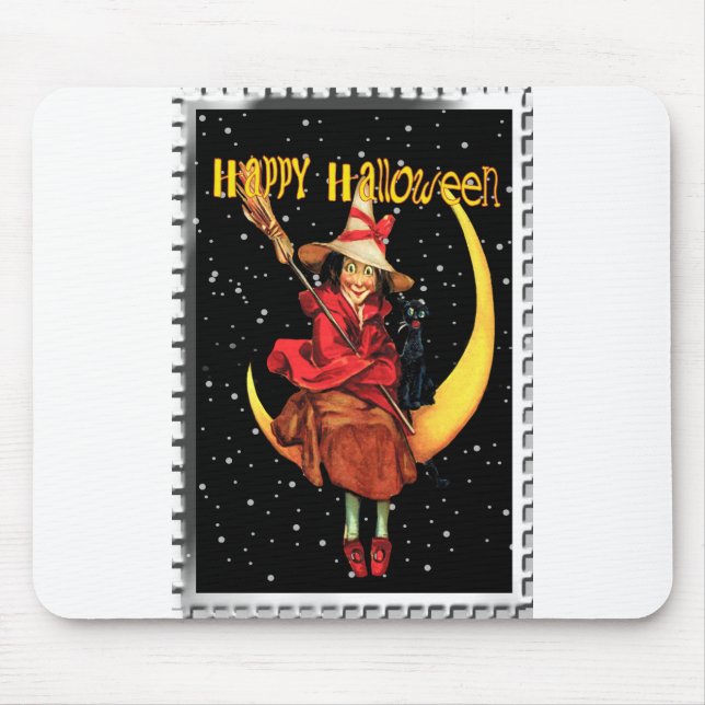 Nostalgic Halloween Good Witch and her Cat Mouse Pad (Front)