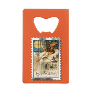 Nostalgic Halloween Slumber Goblins and Fairies Credit Card Bottle Opener