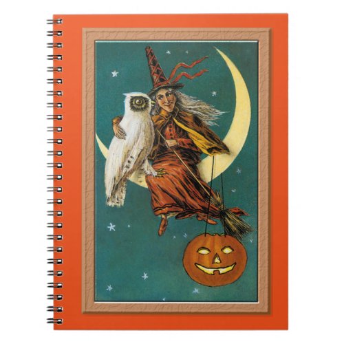Nostalgic Happy Halloween Witch  Owl Notebook