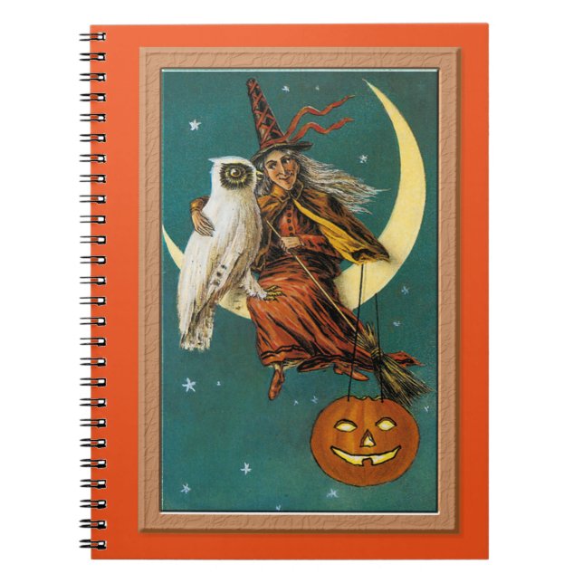 Nostalgic Happy Halloween Witch & Owl Notebook (Front)