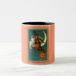 Nostalgic Happy Halloween Witch & Owl Two-Tone Coffee Mug