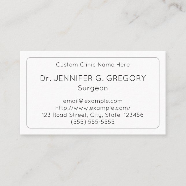 Nostalgic, Healthcare Specialist Business Card (Front)