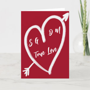 Nostalgic Heart and Initials Valentine Holiday Card