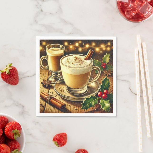 Nostalgic Holiday Beverage Eggnog Latte Découpage Napkins (Insitu)