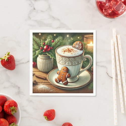 Nostalgic Holiday Hot Milk &amp; Gingerbread Découpage Napkins