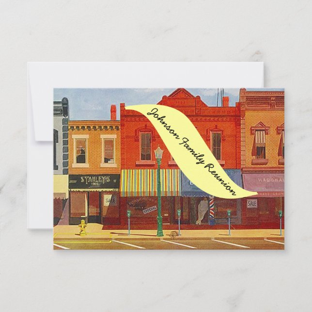 Nostalgic Hometown City Street Reunion Invitations (Front)